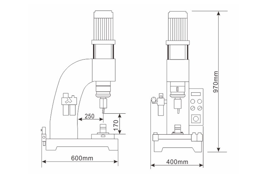加寬型氣壓鉚接機(jī)結(jié)構(gòu)尺寸