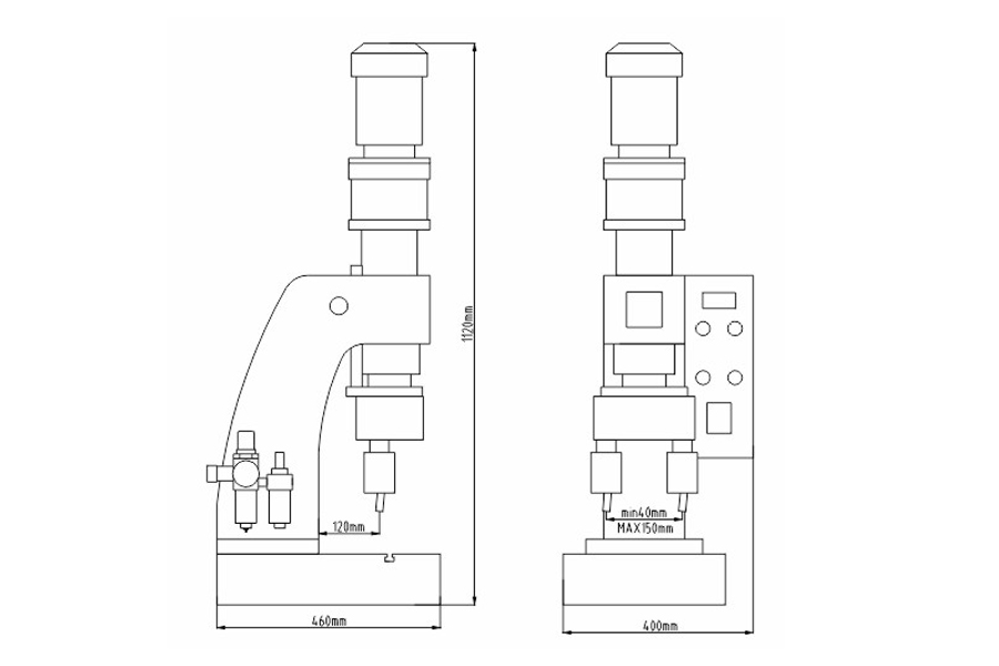 雙頭氣壓鉚接機結(jié)構(gòu)尺寸