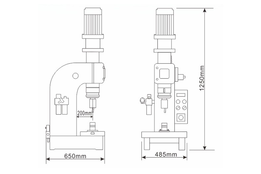 普通型氣壓鉚接機(jī)結(jié)構(gòu)尺寸